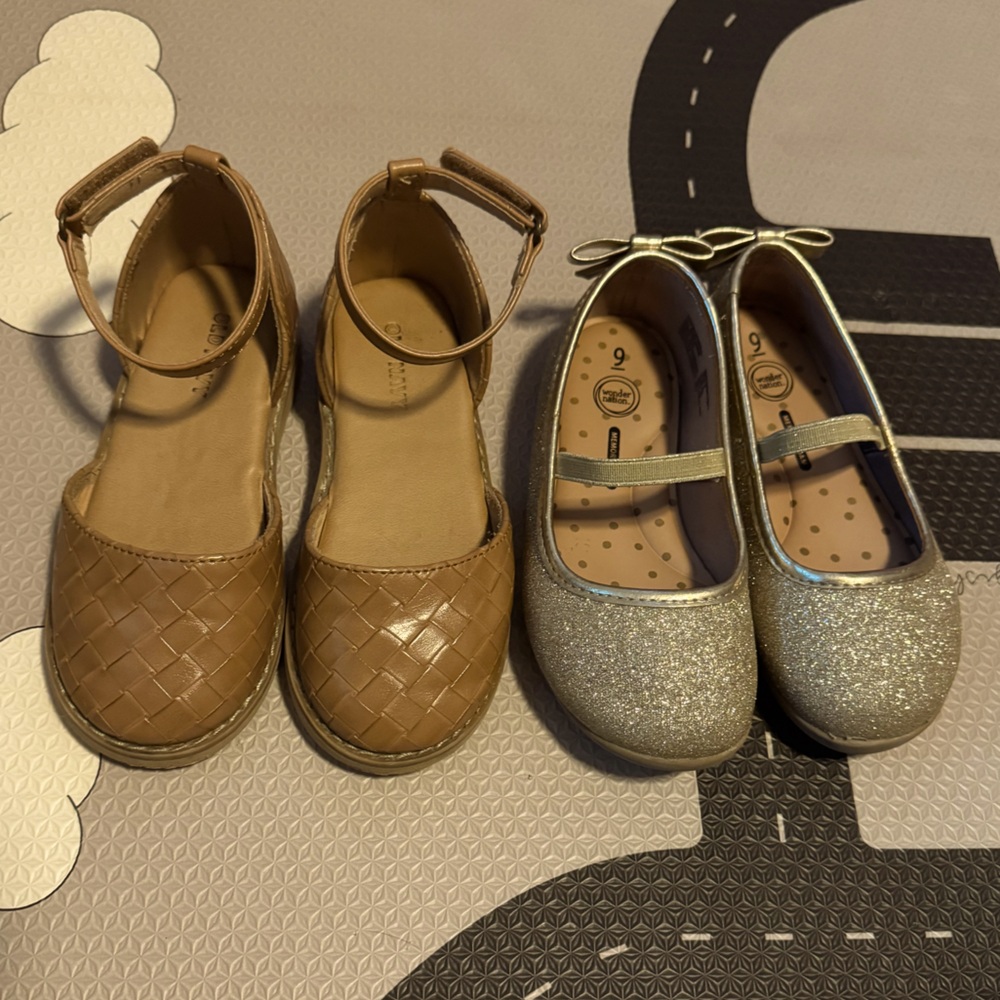 Girls brown and gold flats bundle